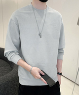 Grey Round Neck Knitted Full sleeve T-Shirt