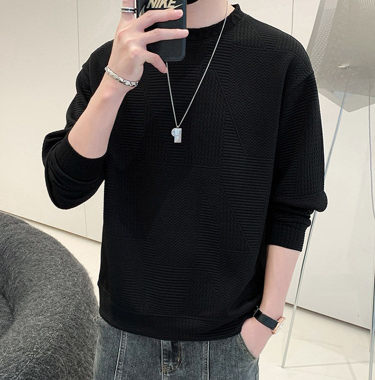 Black Round Neck Knitted Full sleeve T-Shirt